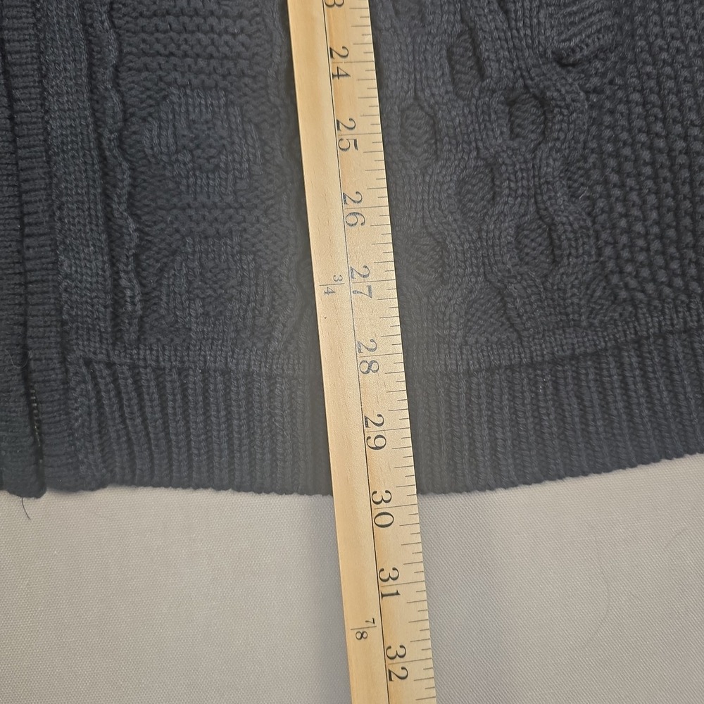 Lucky Brand Full Zip Cotton Sweater Men XL Cable Knit Black -New With Tag - Picture 10 of 11